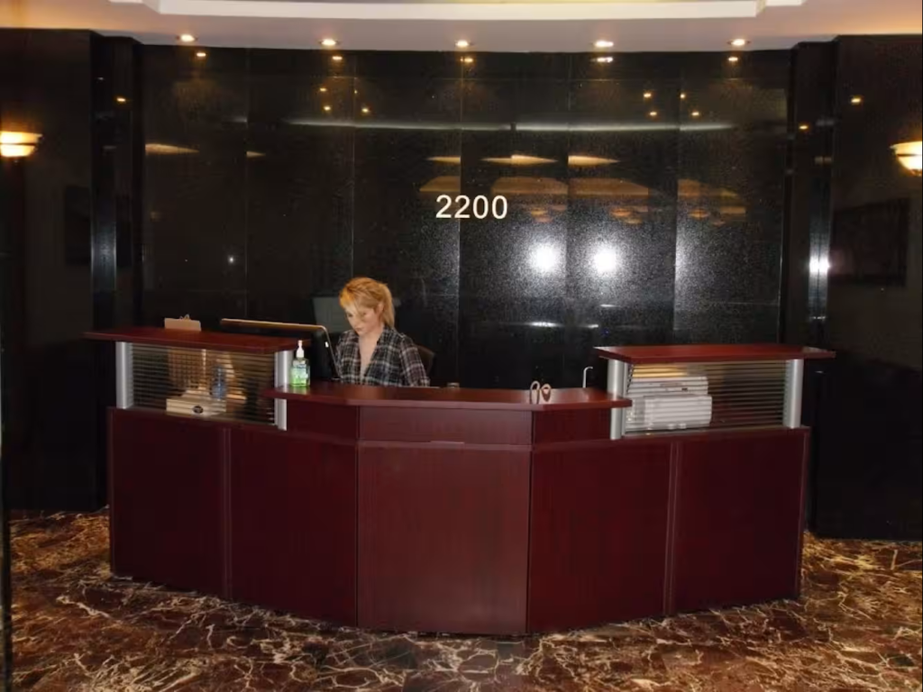 Reception area at TCZ Law North York office, Suite 2200